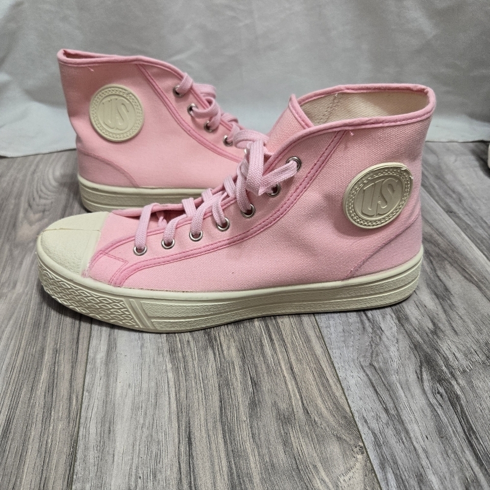 US Rubber Company Summer High Top Pink And Cream Sz 42 New - Picture 2 of 13